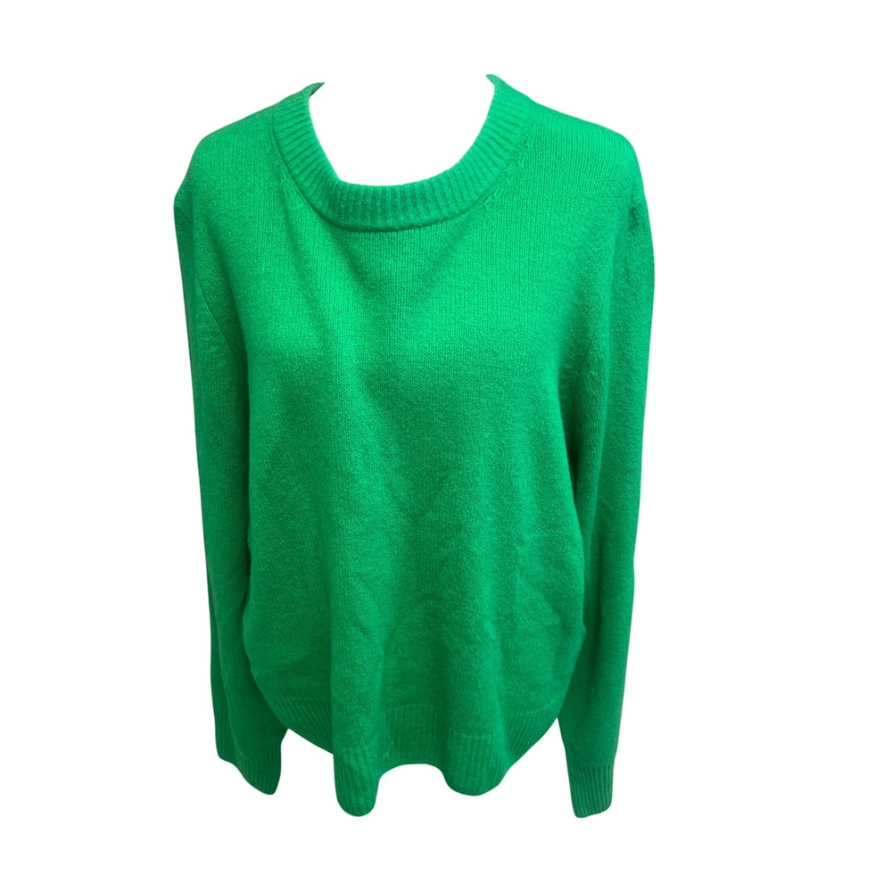 GAP Sweater Crewneck Green Soft Knit Preppy Sz L Minimalist Coquette Cozy Fall